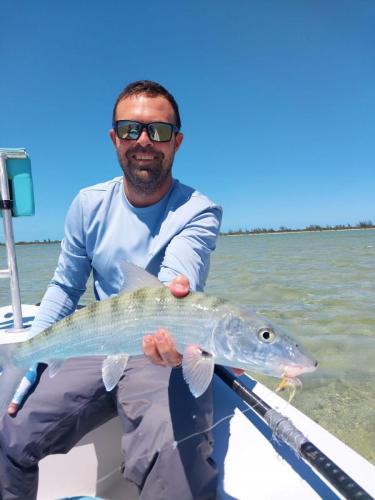 Fly fishing for bonefish with Capt. Shawn Riley, Andros Island, Bahamas
